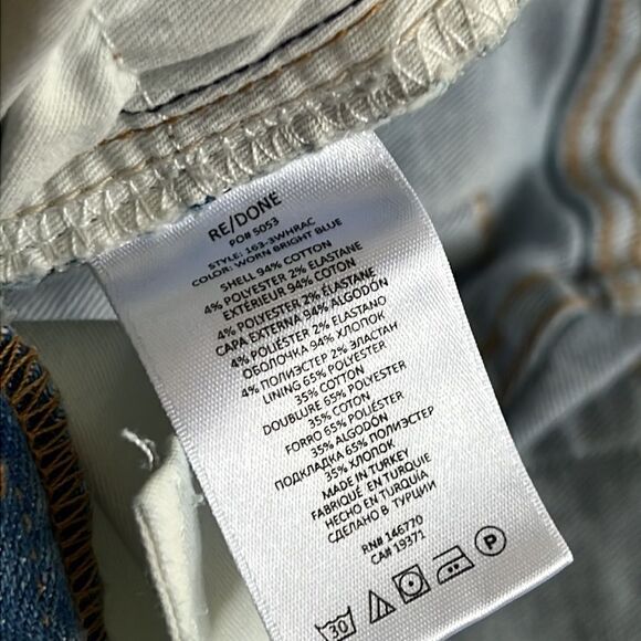 RE/DONE 90s High Rise Ankle Crop Worn Bright Blue Jeans size 25 - Picture 6 of 11